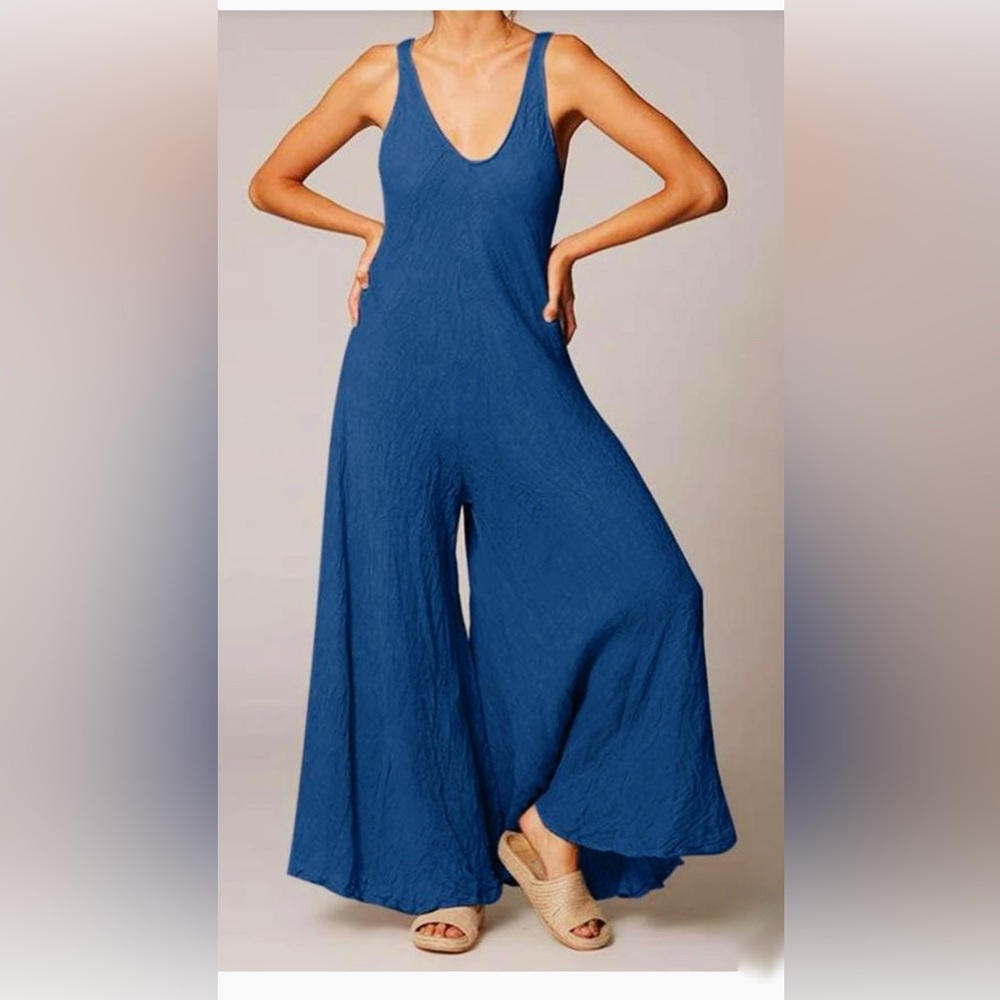 Linen V Neck Loose Romper